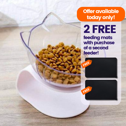 PurrBowl™ Cat Feeder (with TWO FREE feeding mats!)